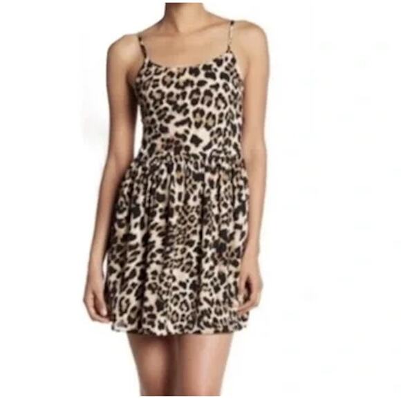 AMANDA UPRICHARD X REVOLVE Silk Leopard Corset Sleeveless Mini Dress S Made USA - Picture 1 of 6